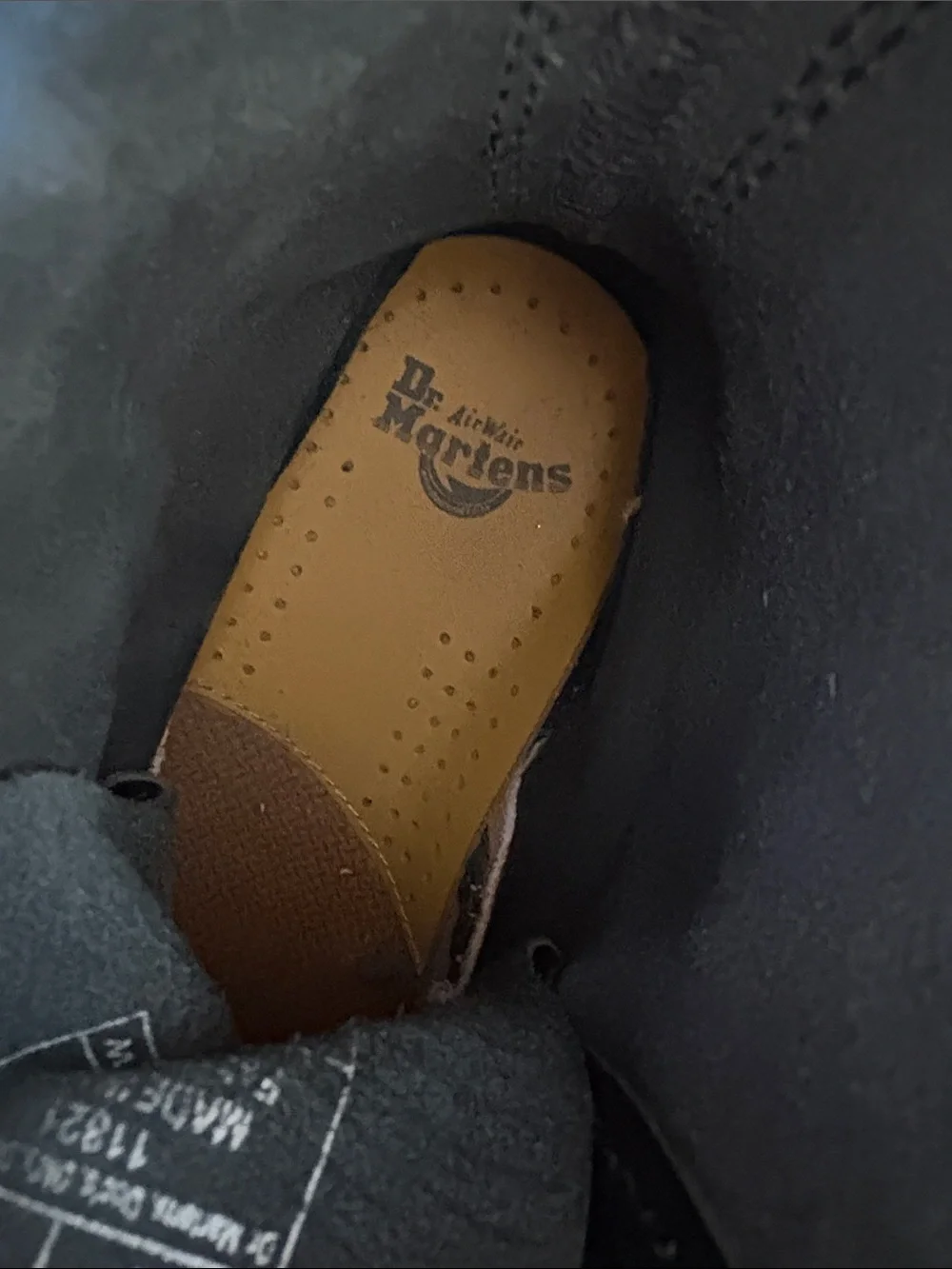Dr. Martens Black Leather Lace-Up Boots with Yellow Stitching